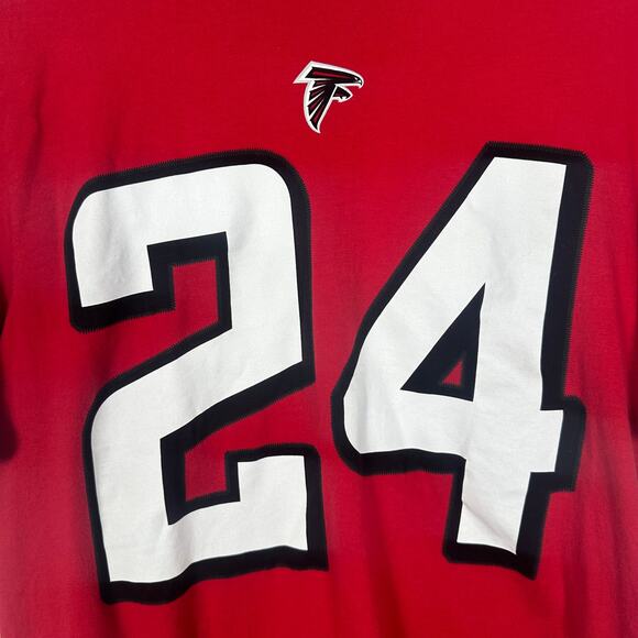 Nike Mens The Nike Tee Atlanta Falcons #24 Freeman Crewneck Red T-Shirt Large - Picture 5 of 6
